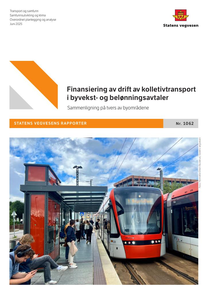 Forsiden av dokumentet Finansiering av drift av kollektivtransport i byvekst- og belønningsavtaler