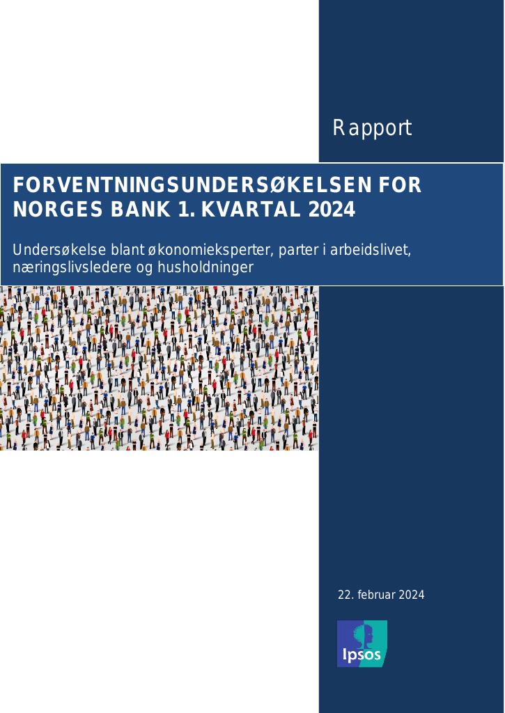 Forsiden av dokumentet FORVENTNINGSUNDERSØKELSEN FOR
NORGES BANK 1. KVARTAL 2024