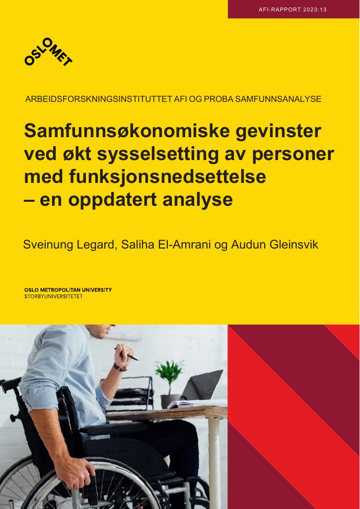 Forsiden av dokumentet Samfunnsøkonomisk analyse av økt sysselsetting av personer med funksjonsnedsettelse