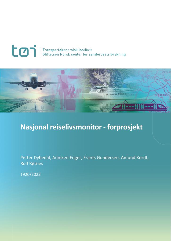 Forsiden av dokumentet Nasjonal reiselivsmonitor - forprosjekt