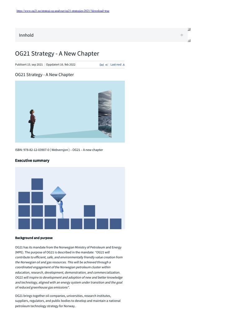 Forsiden av dokumentet OG21 Strategy - A New Chapter