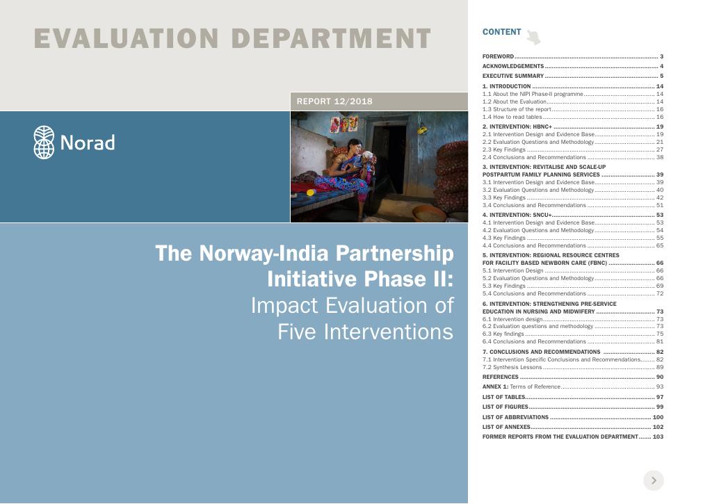 Forsiden av dokumentet The Norway-India Partnership Initiative Phase II: Impact Evaluation of Five Interventions