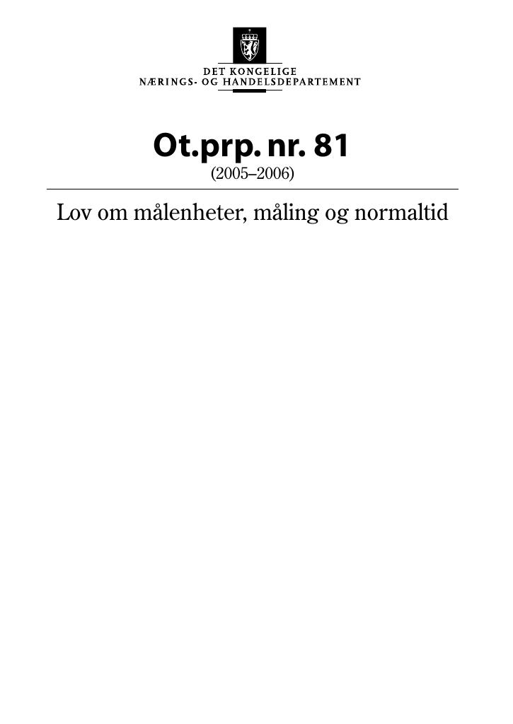 Forsiden av dokumentet Ot.prp. nr. 81 (2006-2006)