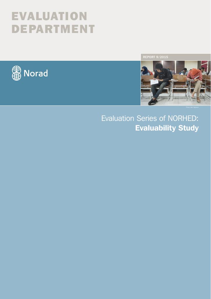 Forsiden av dokumentet Evaluation Series of NORHED: Evaluability Study