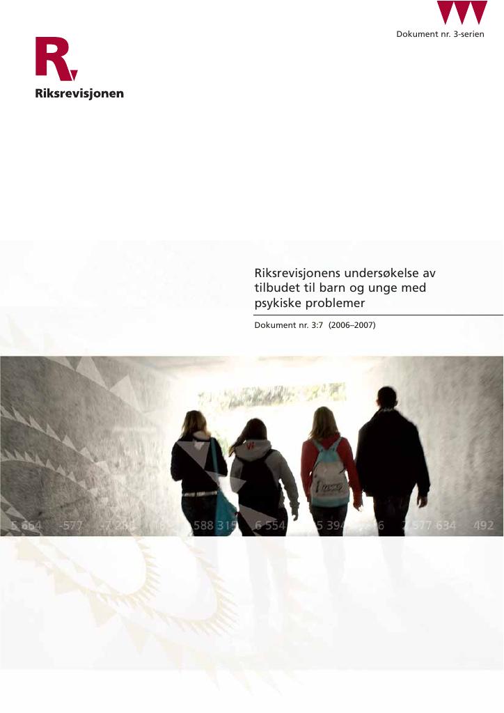 Forsiden av dokumentet Riksrevisjonens undersøkelse av tilbudet til barn og unge med psykiske problemer