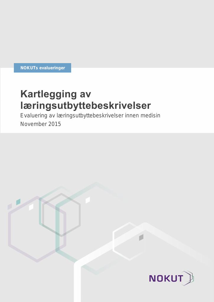 Forsiden av dokumentet Kartlegging av læringsutbyttebeskrivelser