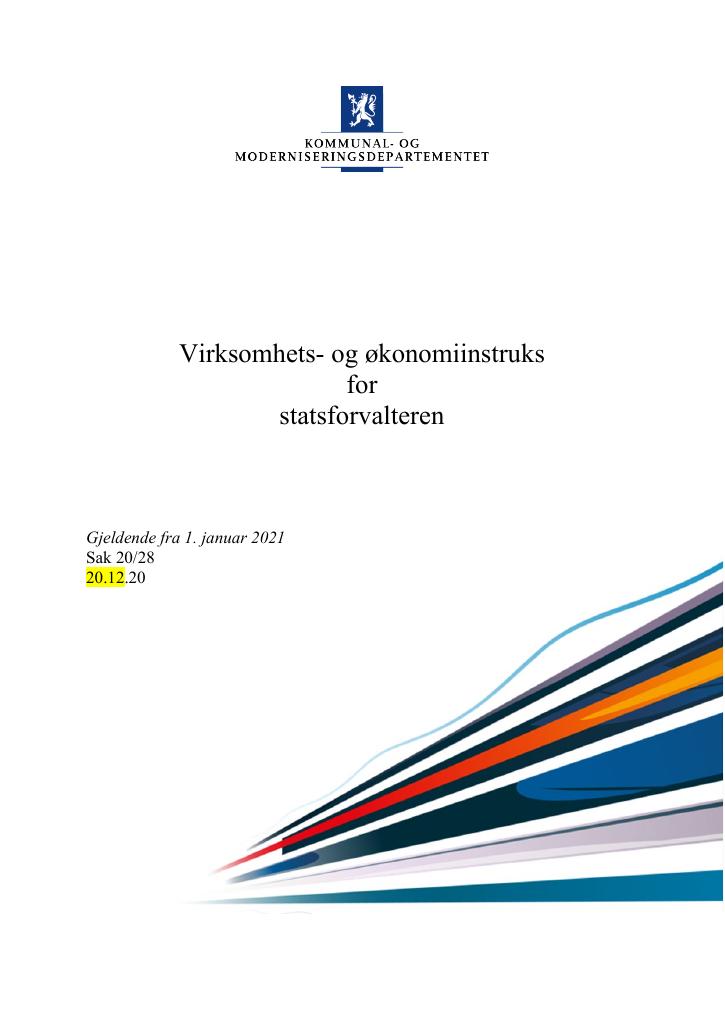 Forsiden av dokumentet Instruks Statsforvalteren 2021