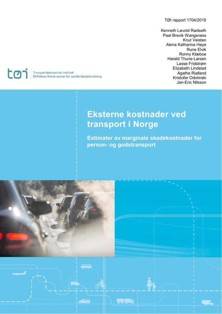 Forsiden av dokumentet Eksterne kostnader ved transport i Norge : estimater av marginale skadekostnader for person- og godstransport