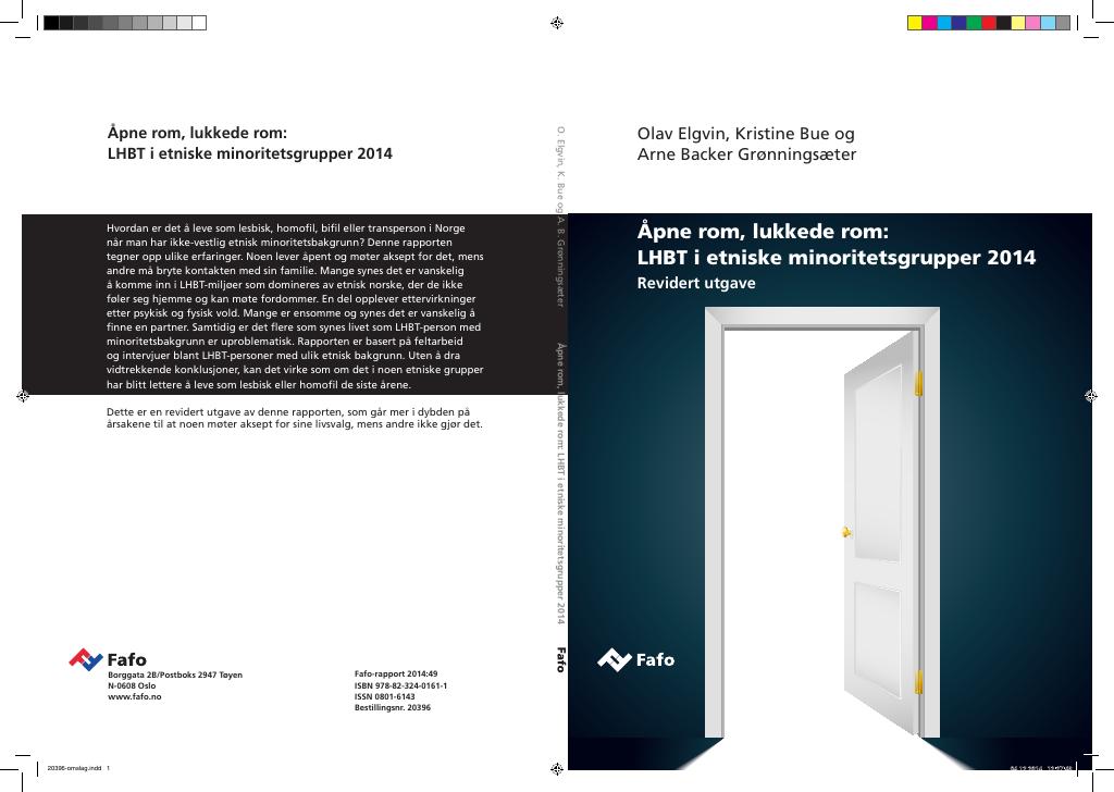 Forsiden av dokumentet Åpne rom, lukkede rom: LHBT i etniske minoritetsgrupper 2014. Revidert utgave.