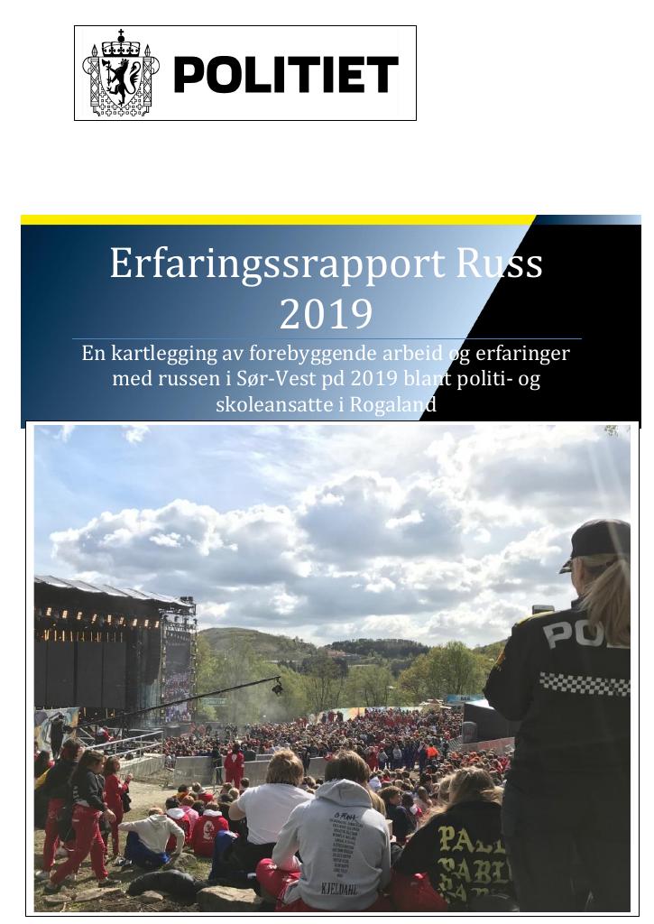 Forsiden av dokumentet Erfaringsrapport russ 2019