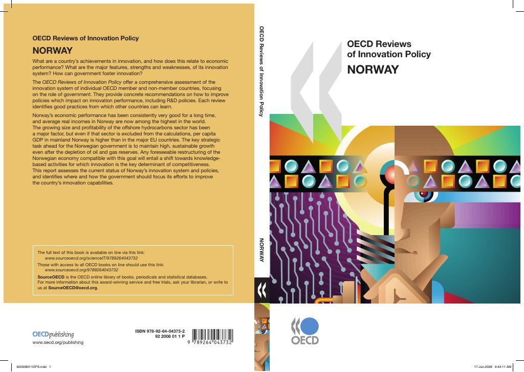 Forsiden av dokumentet OECD Reviews of Innovation Policy: Norway