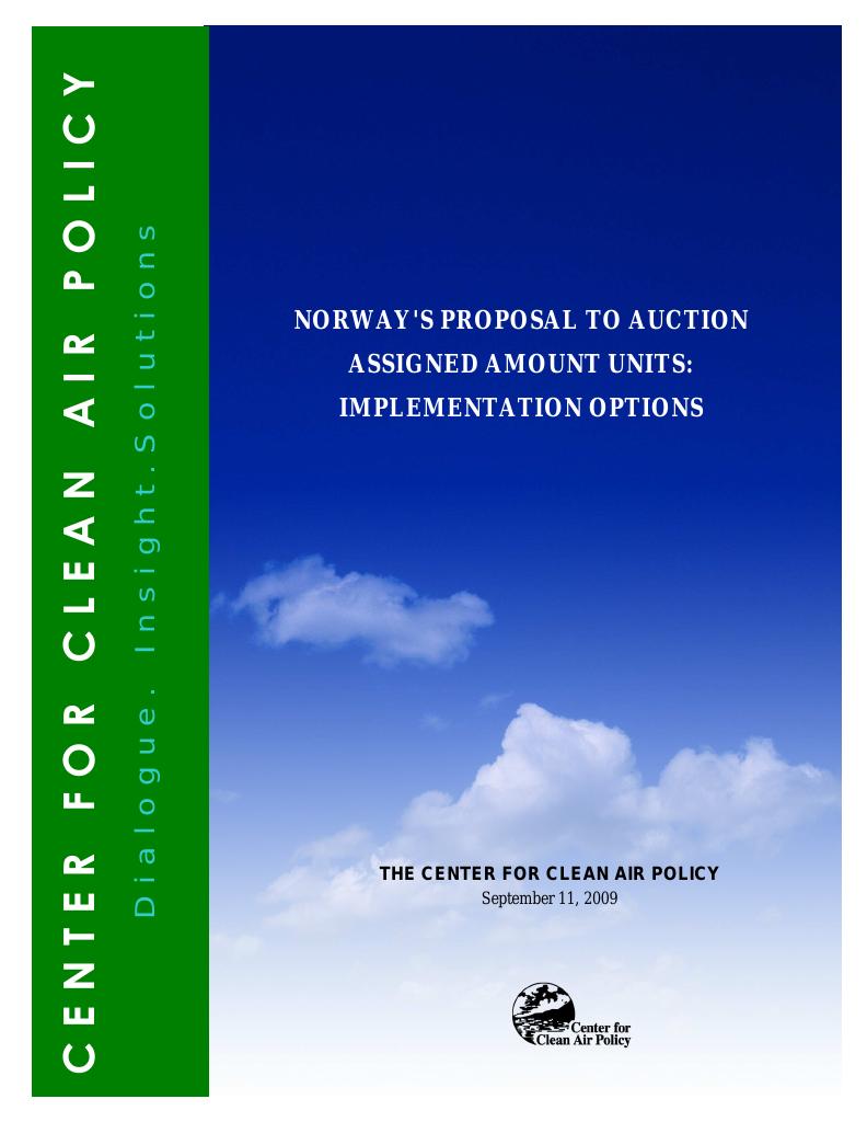 Forsiden av dokumentet Norway's Proposal to Auction Assigned Amount Units: Implementation options