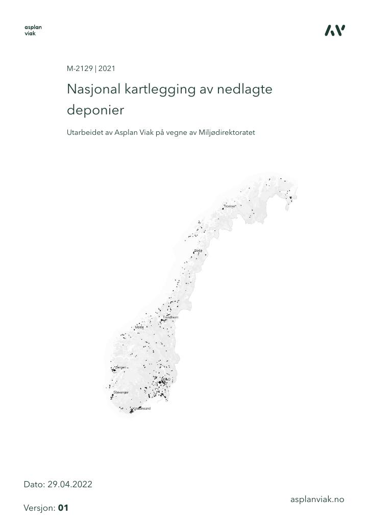 Forsiden av dokumentet Nasjonal kartlegging av nedlagte deponier