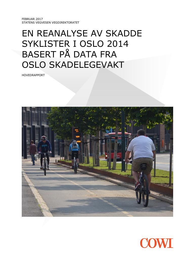 Forsiden av dokumentet En reanalyse av skadde syklister i Oslo 2014 basert på data fra Oslo skadelegevakt