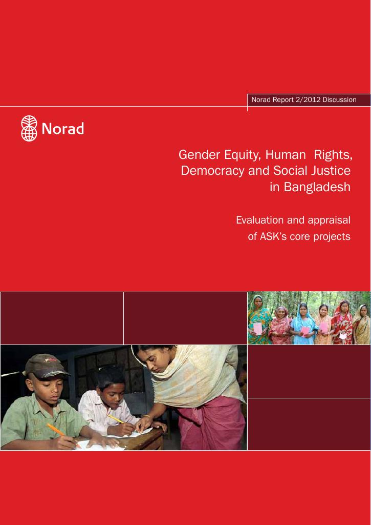 Forsiden av dokumentet Gender Equity, Human Rights, Democracy and Social Justice in Bangladesh