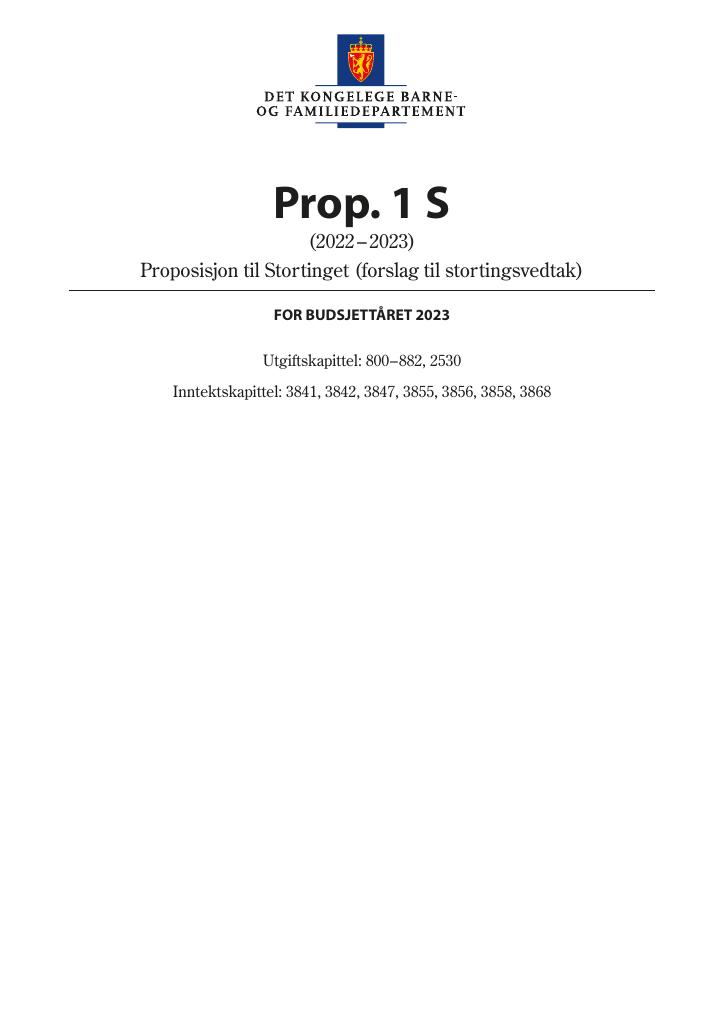 Forsiden av dokumentet Prop. 1 S (2022–2023)