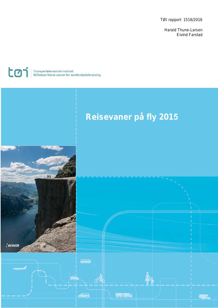 Forsiden av dokumentet Reisevaner på fly 2015