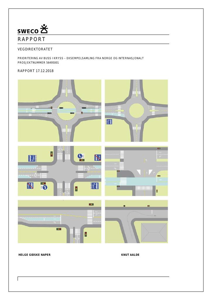 Forsiden av dokumentet Prioritering av buss i kryss – eksempelsamling fra Norge og internasjonalt