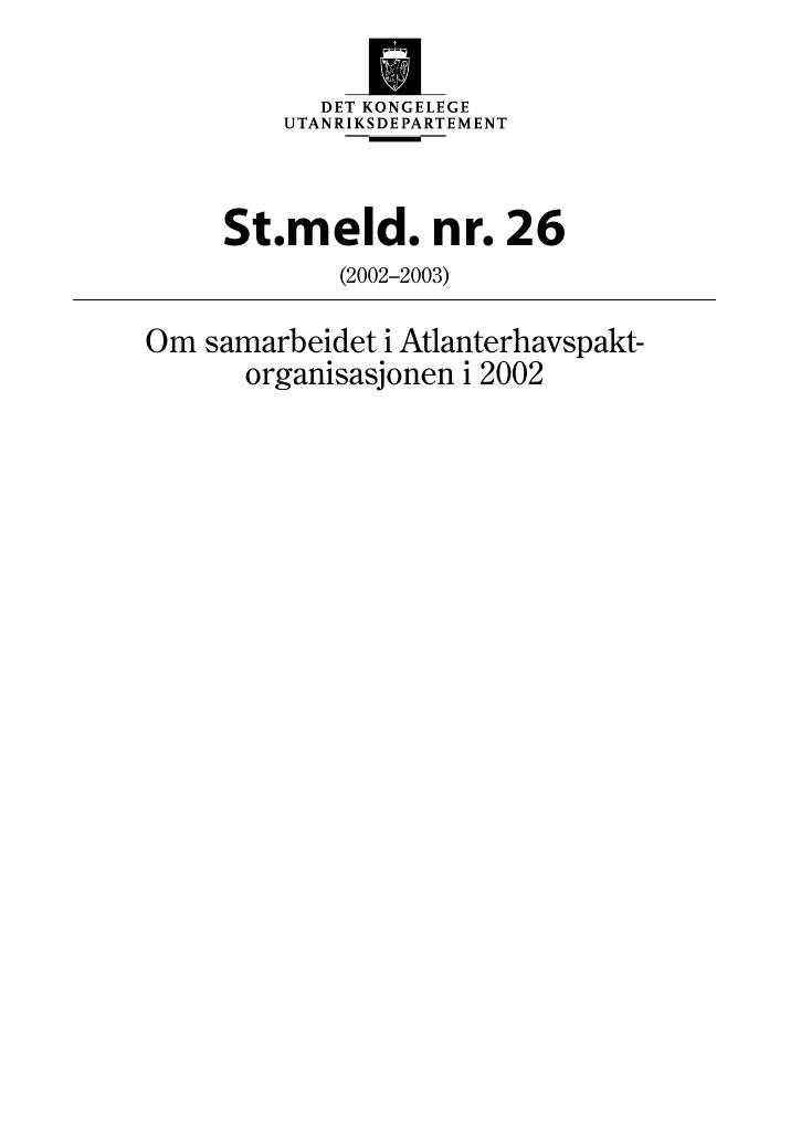 Forsiden av dokumentet St.meld. nr. 26 (2002-2003)