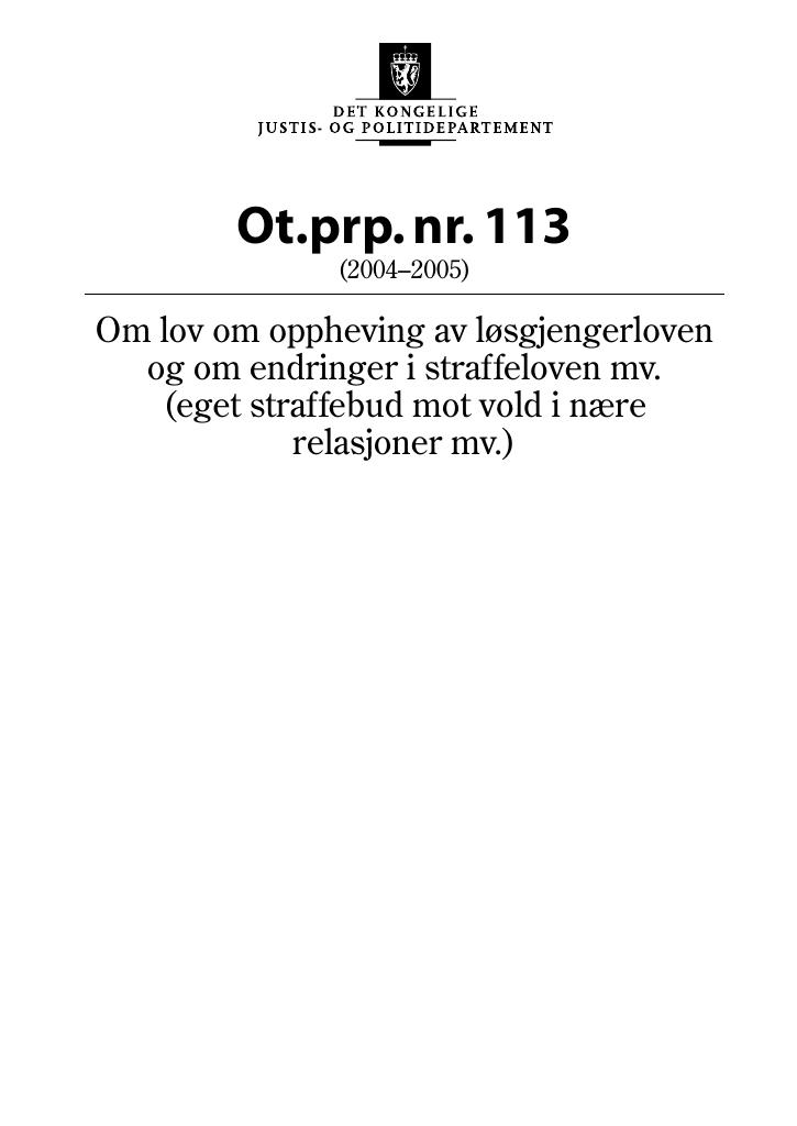 Forsiden av dokumentet Ot.prp. nr. 113 (2004-2005)