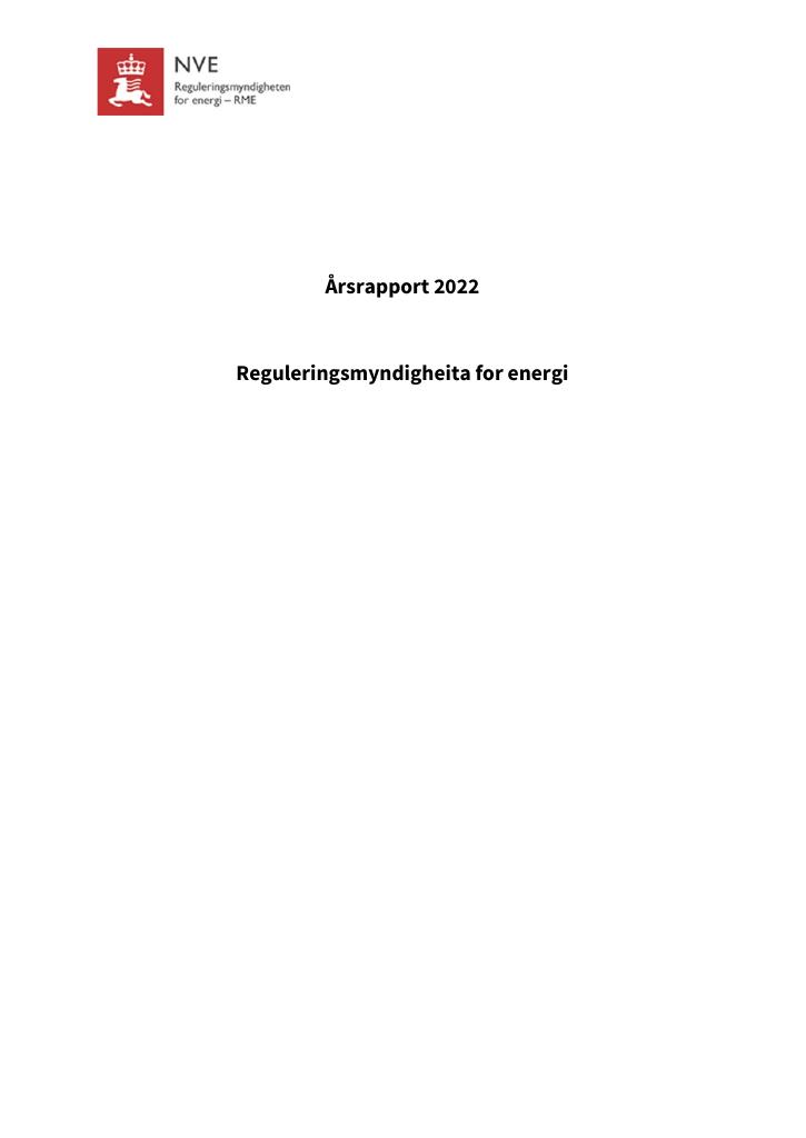 Forsiden av dokumentet Årsrapport Reguleringsmyndigheita for energi 2022