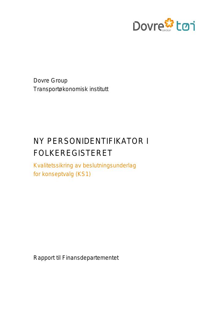 Forsiden av dokumentet Ny personidentifikator Folkeregisteret