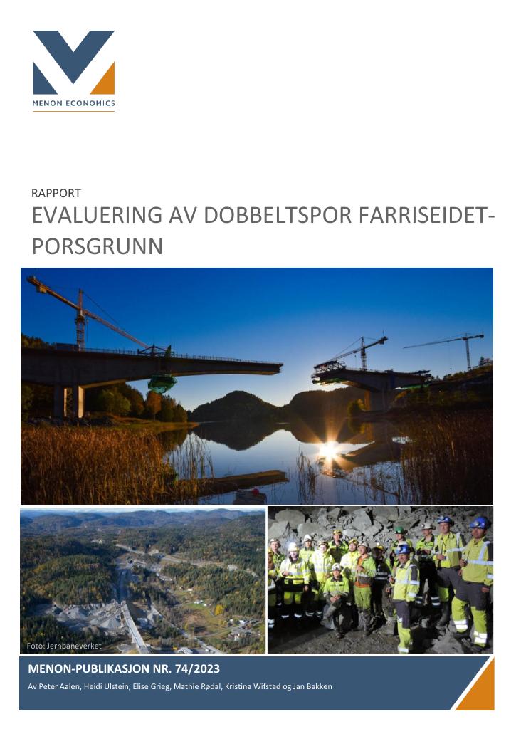 Forsiden av dokumentet EVALUERING AV DOBBELTSPOR FARRISEIDET - PORSGRUNN