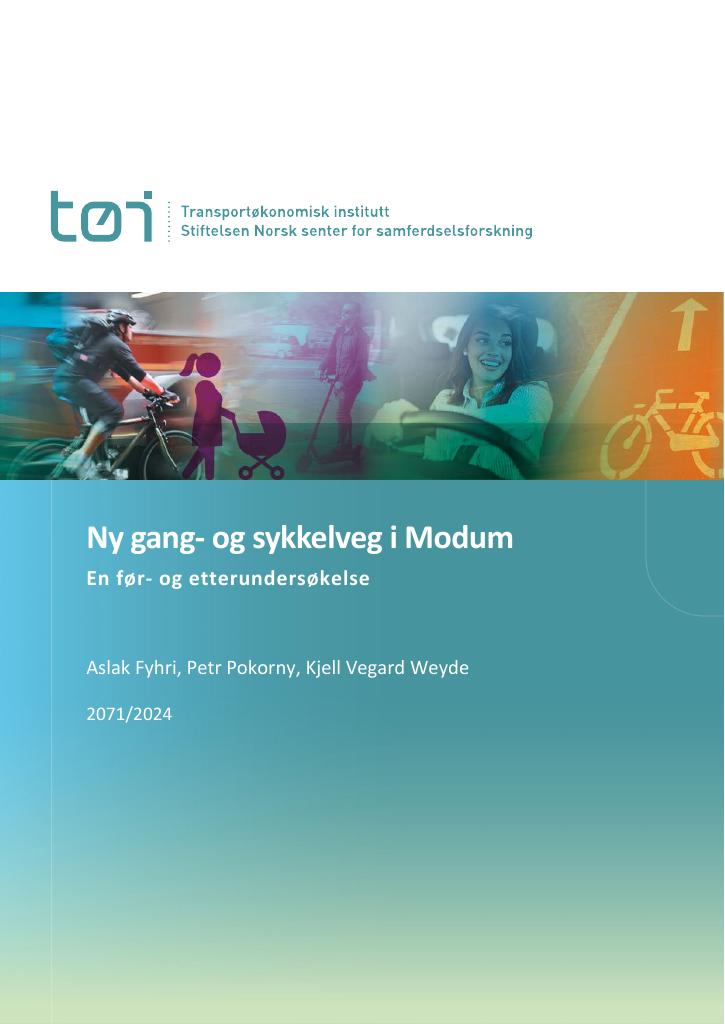 Forsiden av dokumentet Ny gang- og sykkelveg i Modum : En før- og etterundersøkelse