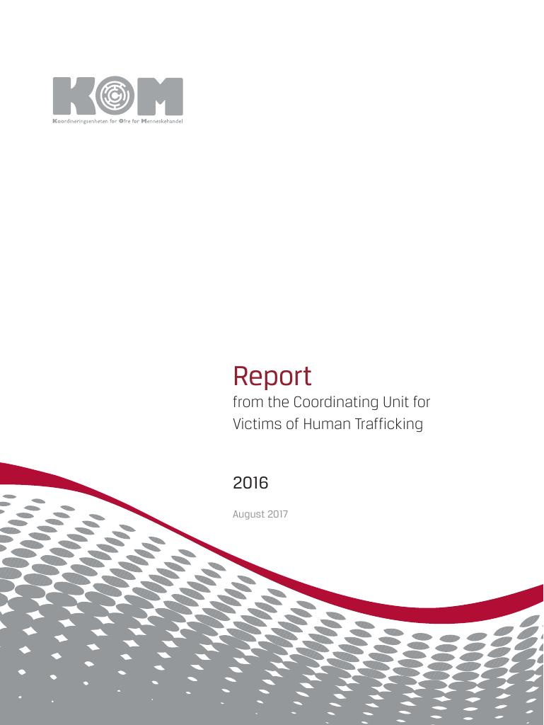 Forsiden av dokumentet Report from the Coordinating Unit for Victims of Trafficking 2016
