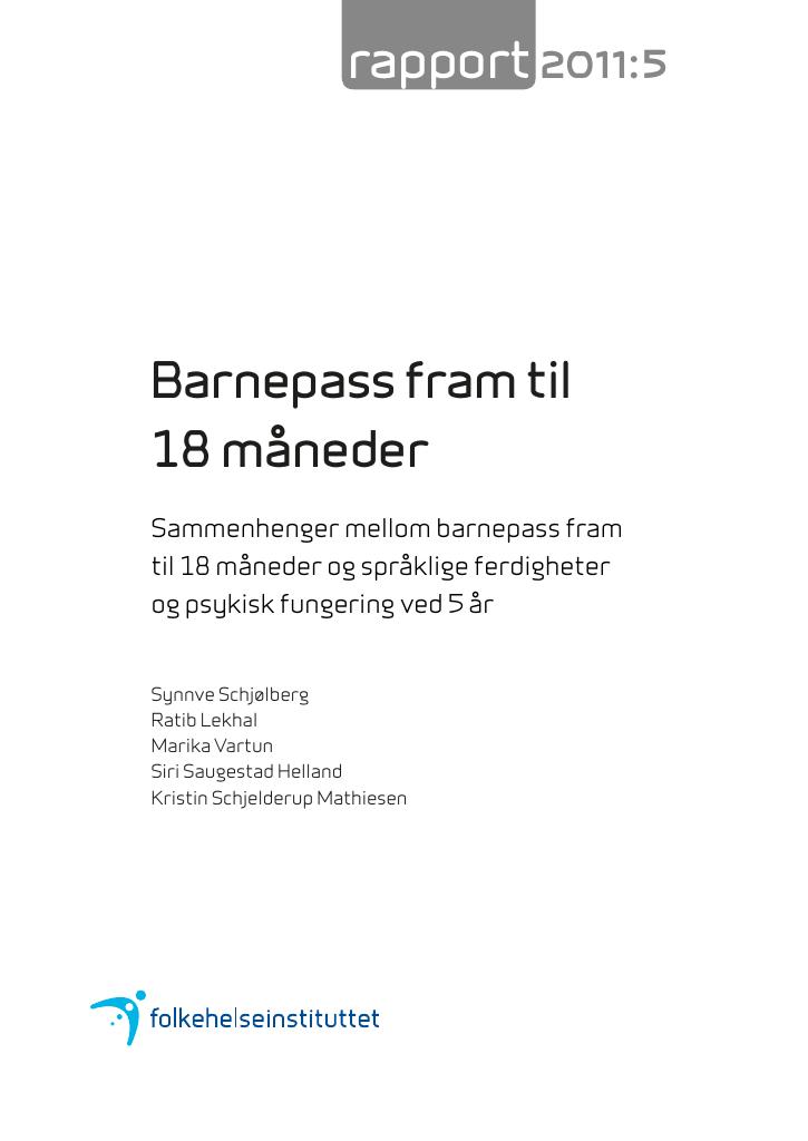 Forsiden av dokumentet Barnepass fram til 18 måneder