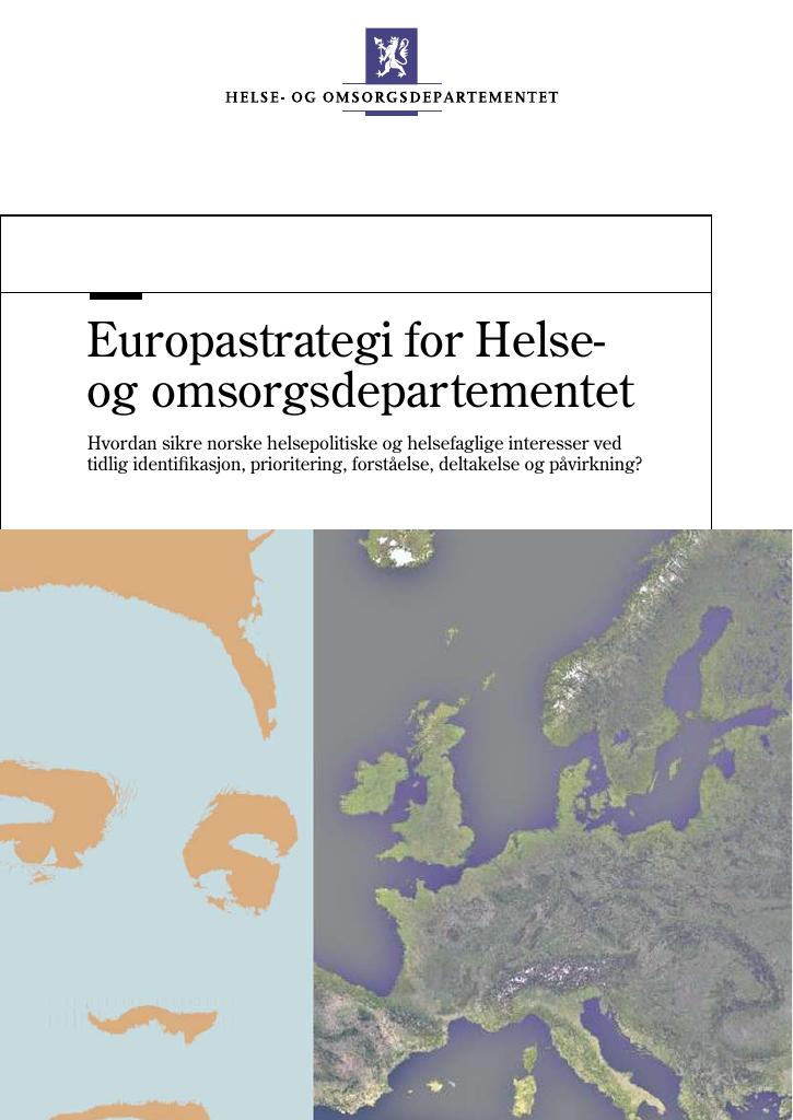 Forsiden av dokumentet Europastrategi for helse- og omsorgsdepartementet