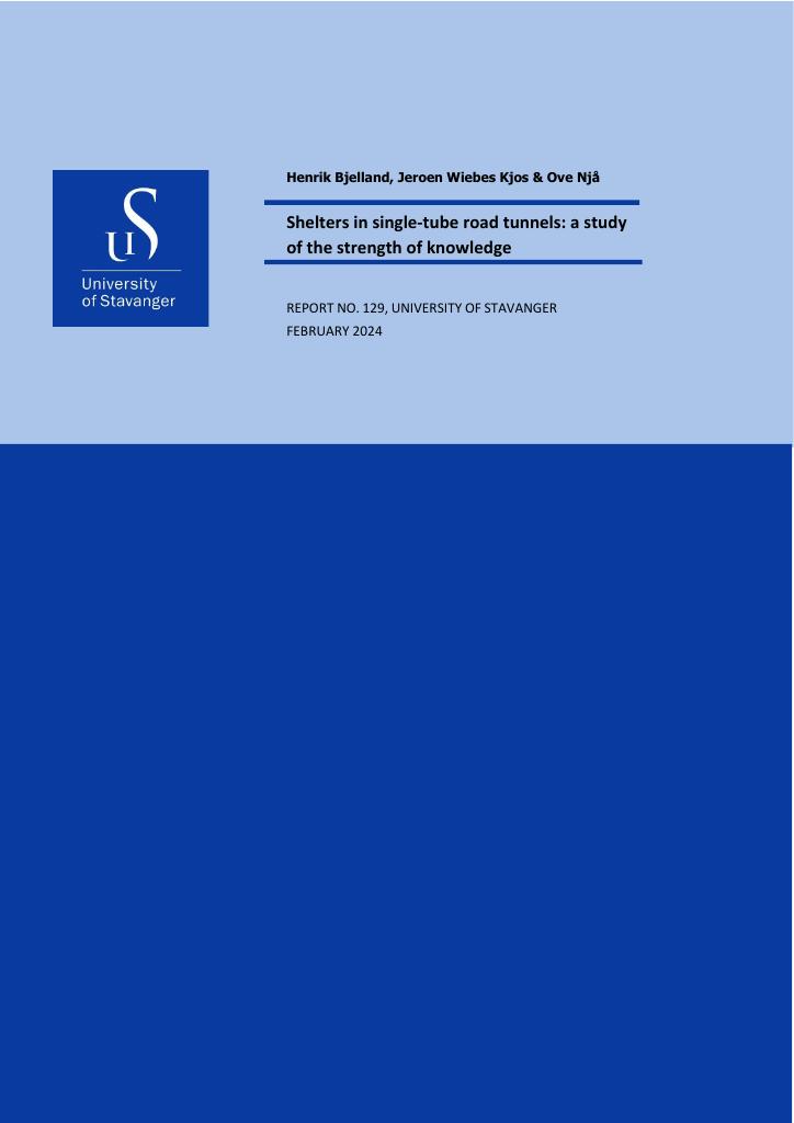 Forsiden av dokumentet Shelters in single‐tube road tunnels : a study of the strength of knowledge