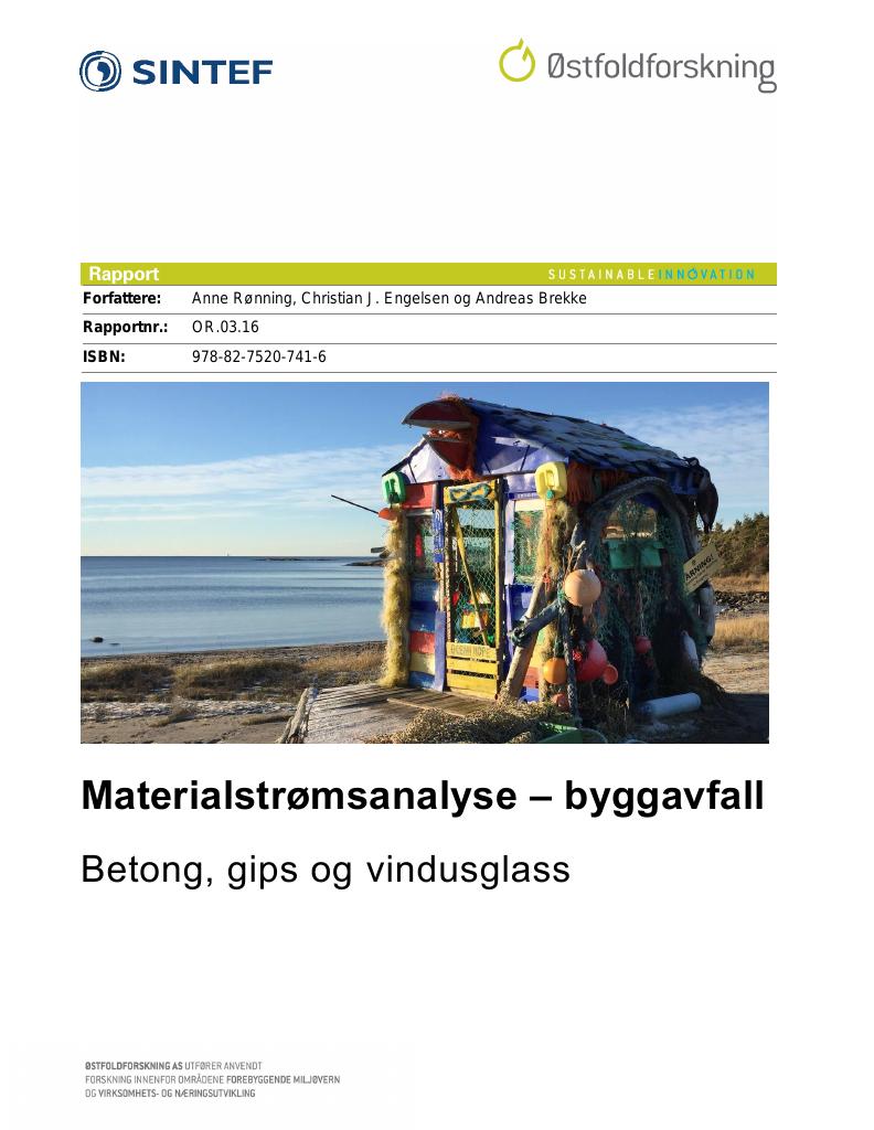Forsiden av dokumentet Materialstrømsanalyse – byggavfall