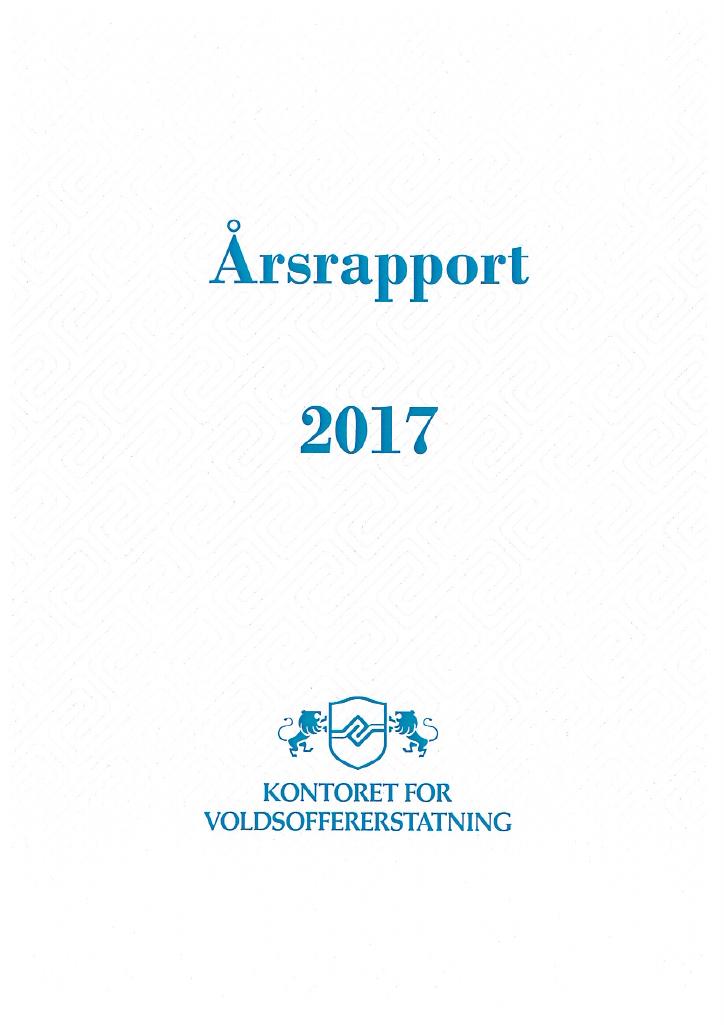 Forsiden av dokumentet Årsrapport Kontoret for voldsoffererstatning 2017