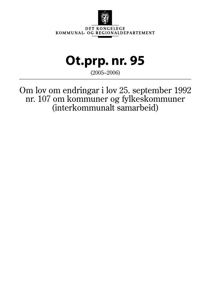 Forsiden av dokumentet Ot.prp. nr. 95 (2005-2006)