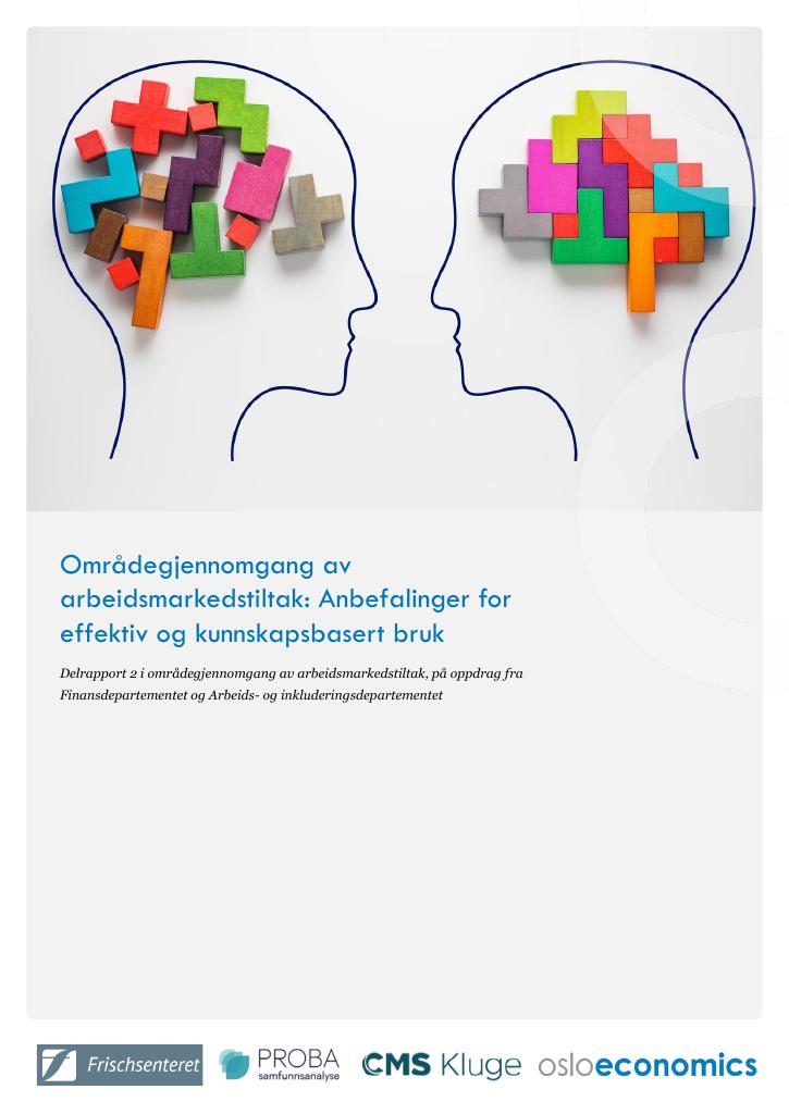 Forsiden av dokumentet Områdegjennomgang av arbeidsmarkedstiltak