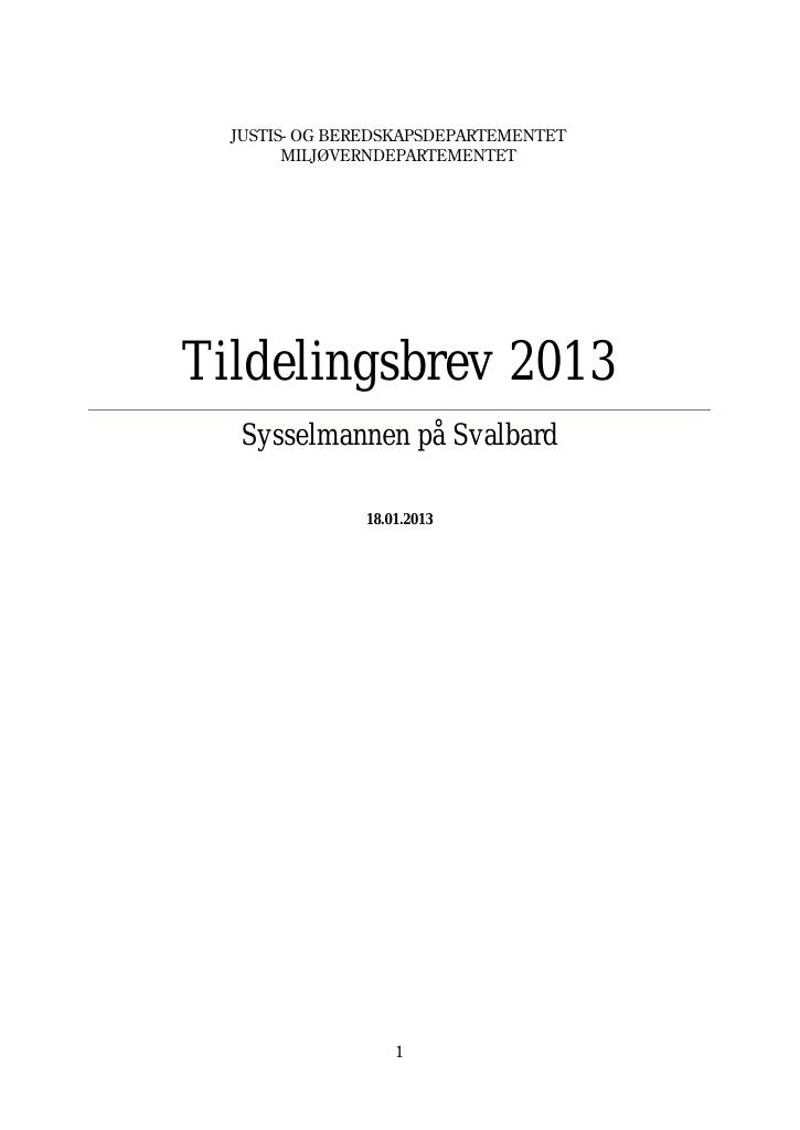 Forsiden av dokumentet Tildelingsbrev (PDF)