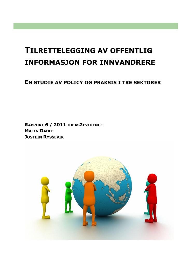 Forsiden av dokumentet Tilrettelegging av offentlig informasjon for innvandrere