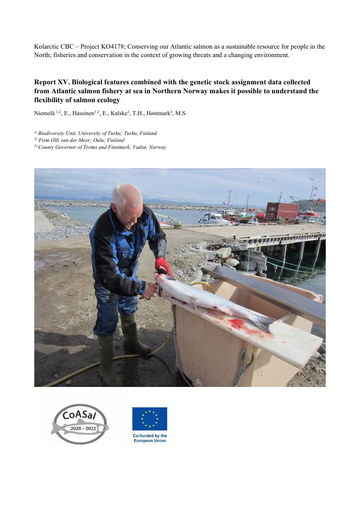 Forsiden av dokumentet REPORT XV CoASal salmon ecology