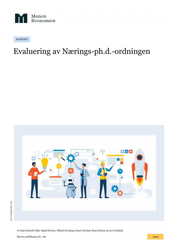Forsiden av dokumentet Evaluering av Nærings-ph.d.-ordningen