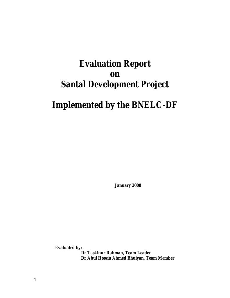 Forsiden av dokumentet Evalauation Report on Santal Development Project (SDP)