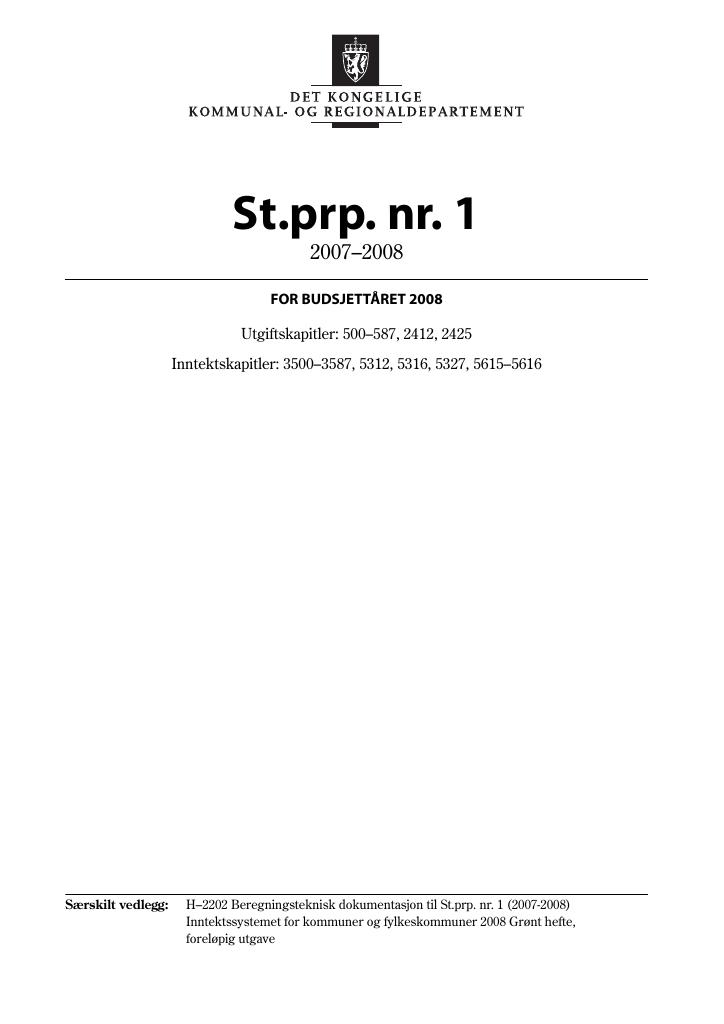 Forsiden av dokumentet St.prp. nr. 1 (2007-2008)