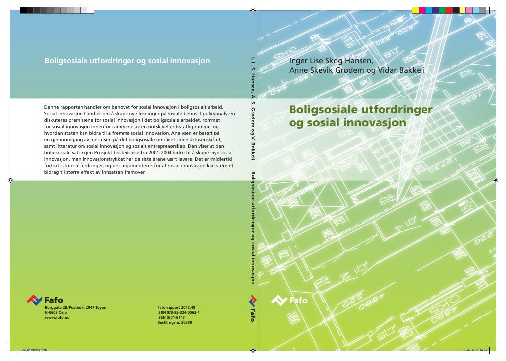 Forsiden av dokumentet Boligsosiale utfordringer og sosial innovasjon