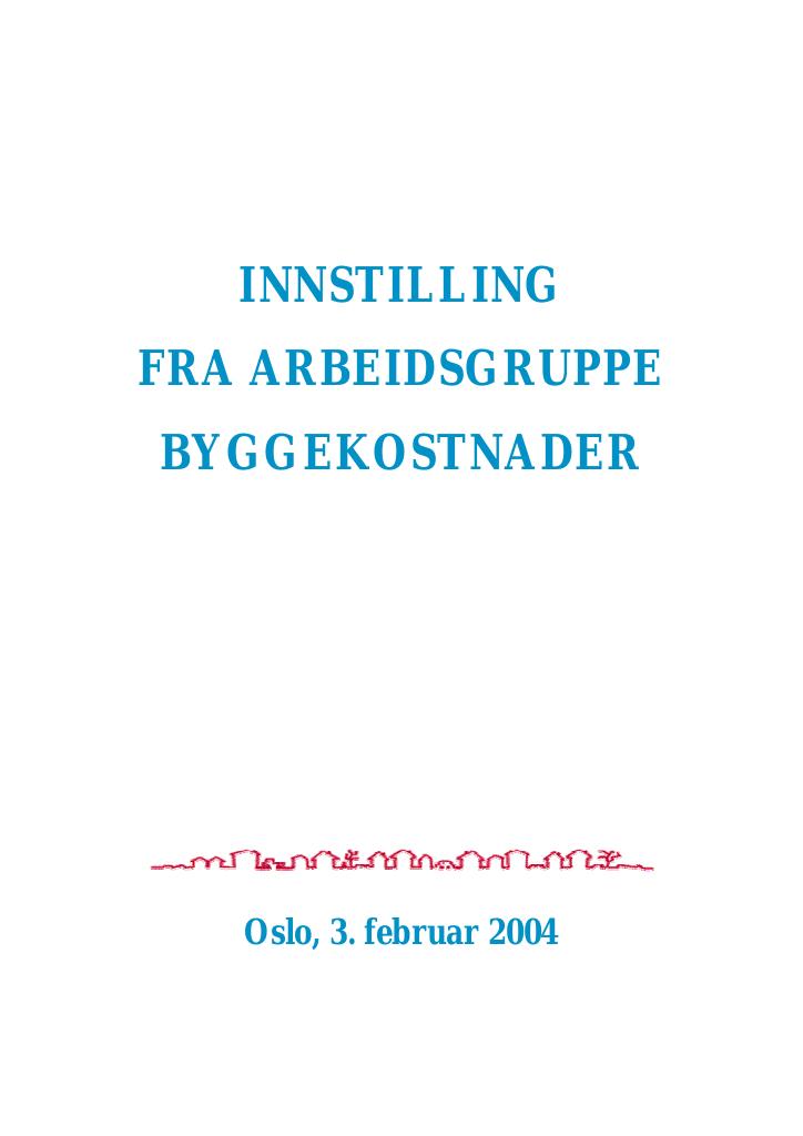 Forsiden av dokumentet Byggekostnader