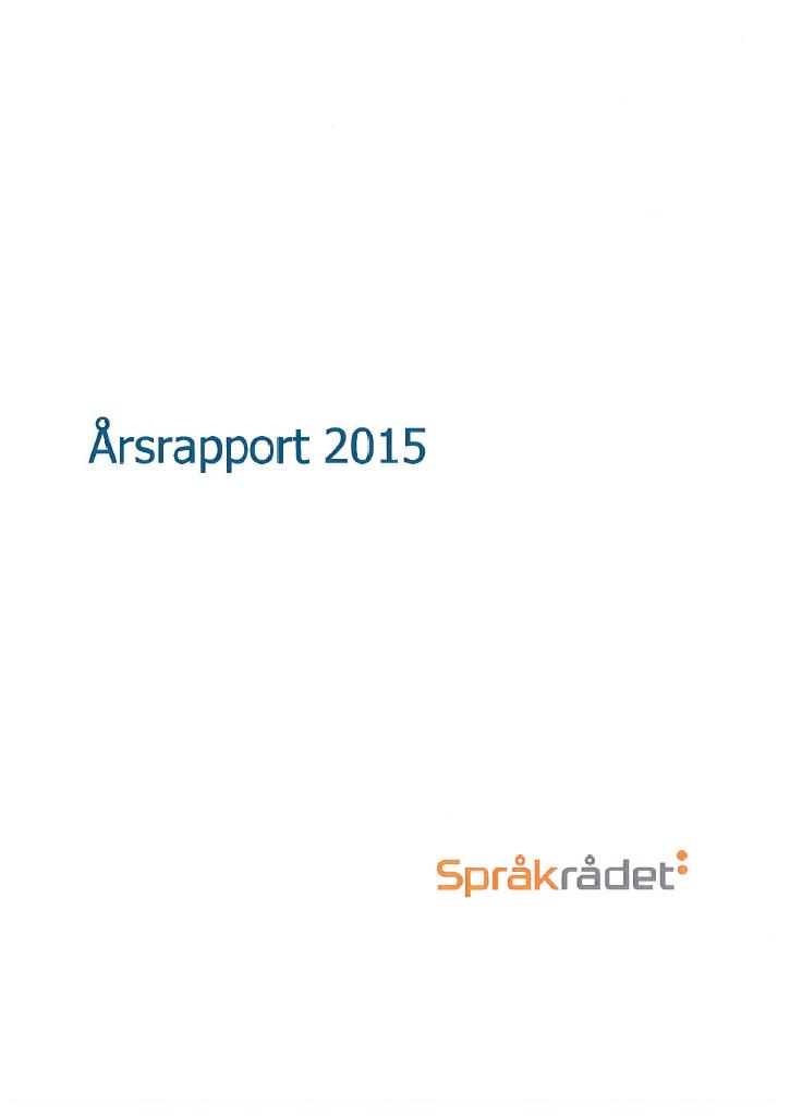 Forsiden av dokumentet Årsrapport Språkrådet 2015