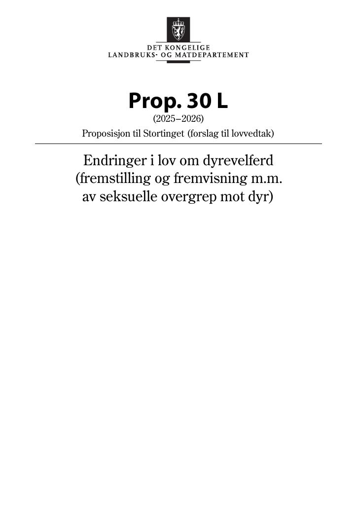 Forsiden av dokumentet Prop. 30 L (2025–2026)