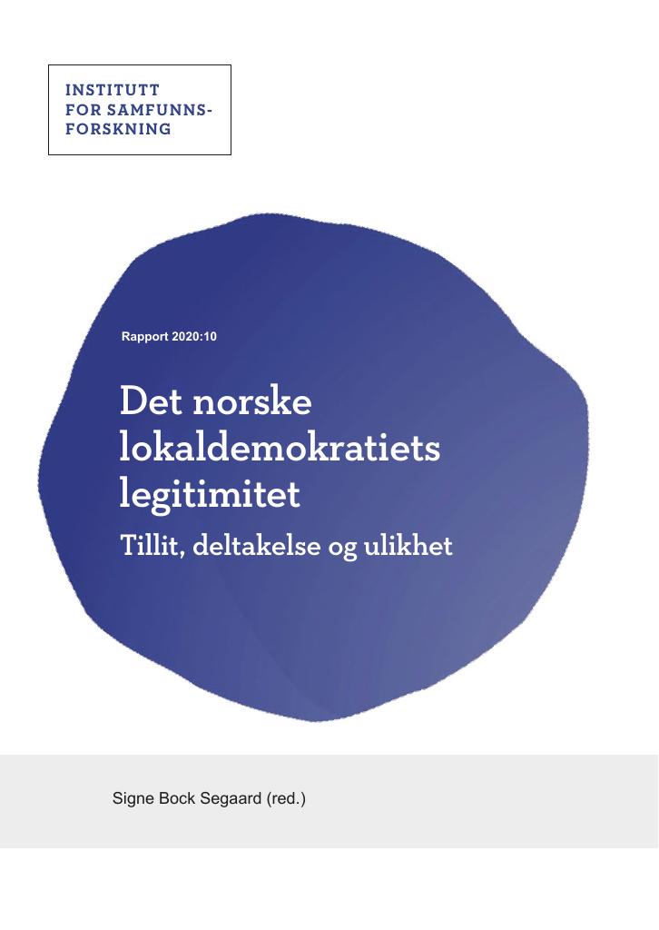 Forsiden av dokumentet Det norske lokaldemokratiets legitimitet