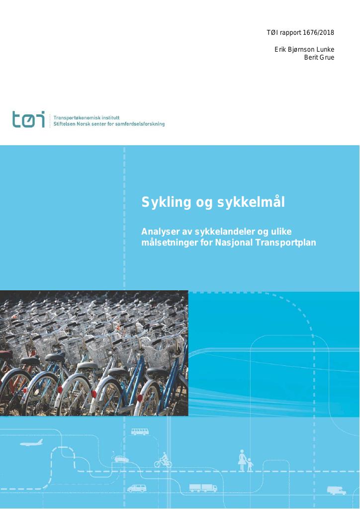 Forsiden av dokumentet Sykling og sykkelmål : Analyser av sykkelandeler og ulike målsetninger for Nasjonal Transportplan