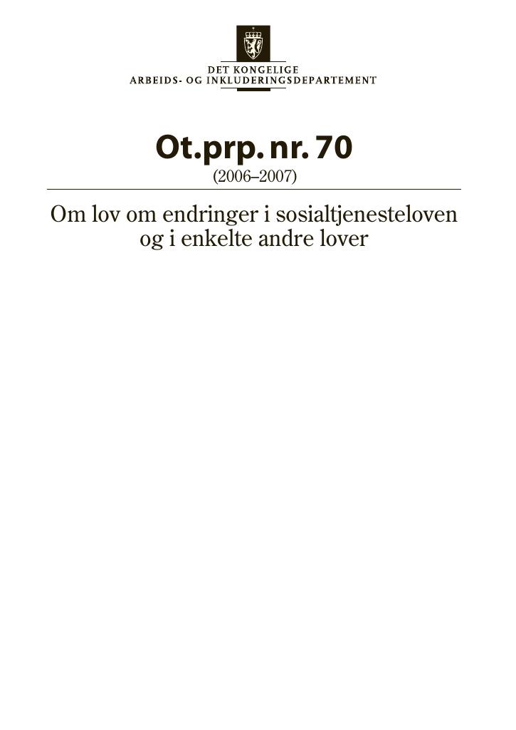 Forsiden av dokumentet Ot.prp. nr. 70 (2006-2007)