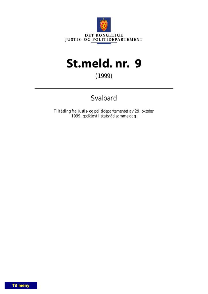 Forsiden av dokumentet St.meld. nr. 9 (1999-2000)